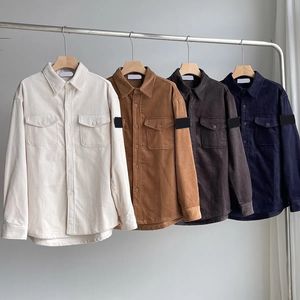Heren Jackets Topstoney Designer Mens Casual Shirts Distintivo Ricamato ISOLA del Mare Giacca Camicia in Velluto A Coste