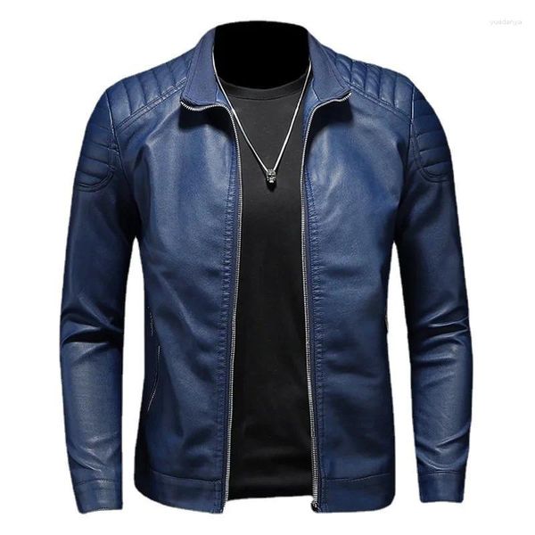 Chaquetas para hombres TPJB Stand-up Collar Street Hip Hop Chaqueta de cuero Hombres Marea Abrigos delgados