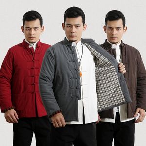 Mannen Jassen Traditionele Chinese Kleding Tang Pak Jas Tai Chi Uniform Mannelijke Winter Dikke Jas Katoen Gewatteerd