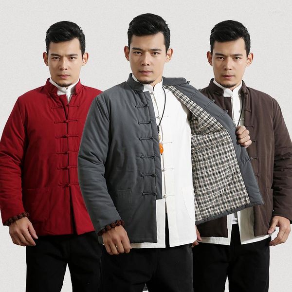 Vestes pour hommes vêtements traditionnels chinois Tang costume manteau Tai Chi uniforme mâle hiver épais veste coton ouaté