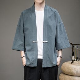 Vestes pour hommes Vêtements traditionnels chinois pour Tang Costume Automne Style Cardigan Hommes Lin Coton Lâche Blouse OutfMen's Men'sMen's