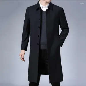 Vestes pour hommes Trench printemps et automne moyen âge long genou sur manteau décontracté