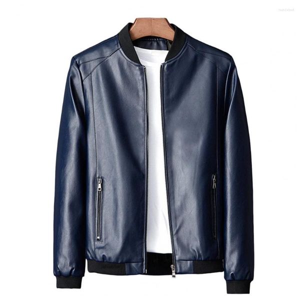 Chaquetas de los hombres Chaqueta de moto de moda Manga larga Hombre Bomber Estilo coreano Abrigo con puños acanalados