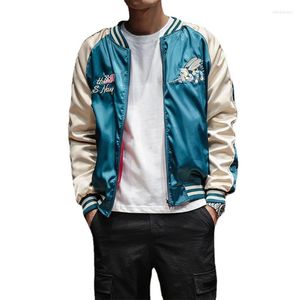 Vestes pour hommes Blouson aviateur brodé de luxe recto verso Lisse Homme Sukajan Yokosuka Souvenir Streetwear Hip-hop Baseball