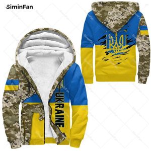 Heren Jassen Oekraïne Oekraïense 3D Gedrukt Flanellen Jas Fleece Rits Hoodie Winter Jumper Dikke Jas Winddicht Uitloper Warme Hoody