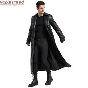 Vestes masculines Ultra Long Men Cuir Mabinet Quilted 100 Natural Cow Vown Trench Trench Euro US Taille Sleeve 6669 Chef 106130 M4 230812