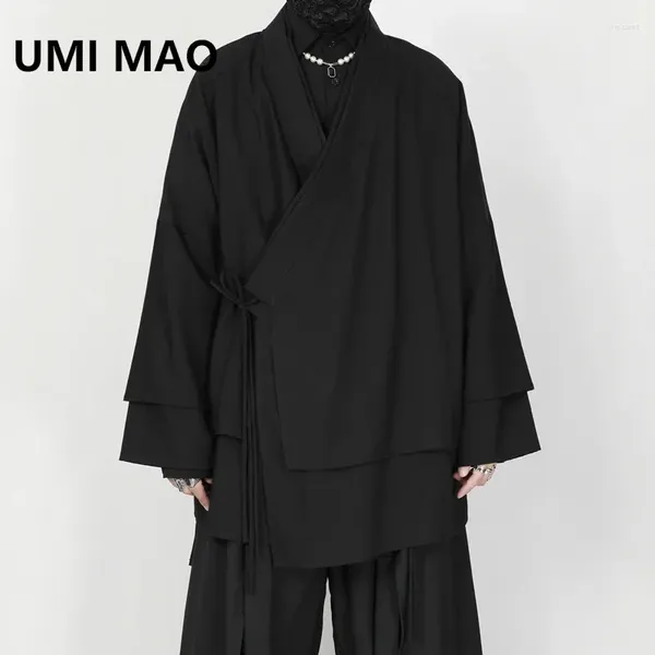 Vestes masculines Umi Mao Big yards de veste Tide way tunique cardigan double couche se détache dans le long manteau