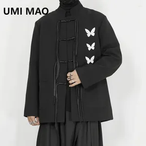 Herenjacks umi mao casual jas met retro Chinese stijl opstaan kraag gespul vlinder borduurwerk losmaken kleine blazers