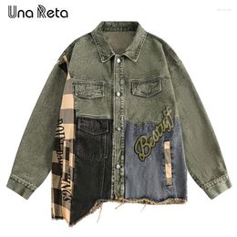 Heren Jassen Una Reta Retro Denim Jas Heren Kleding Streetwear Man Jas Kwaliteit Hip Hop Onregelmatige Stiksels Paar