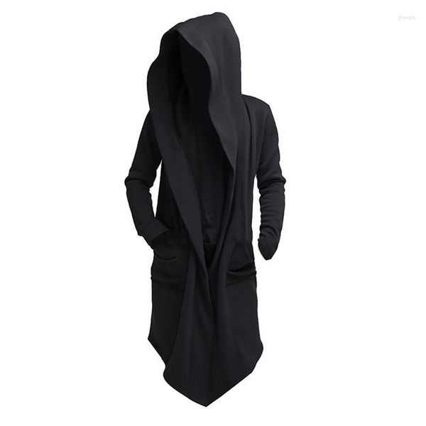 Vestes pour hommes unisexe décontracté point ouvert à capuche longue cape manteau hommes femmes solide poche lâche 2023 manteau sweat-shirts