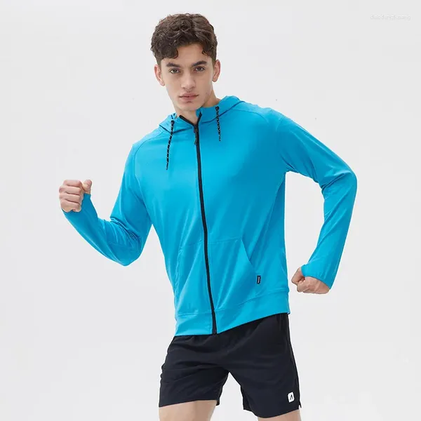 Vestes masculines Upf 50 Running for Men and Women Fitness Fitness Sportswear Hooded Night Reflective Logo Outdoor Jogging Lady Gym Sports M manteur de sport