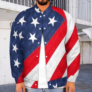 Vestes pour hommes USA Flag Baseball Jacket 4th Of July Independence Day Trendy Print Varsity Males Cold Coats