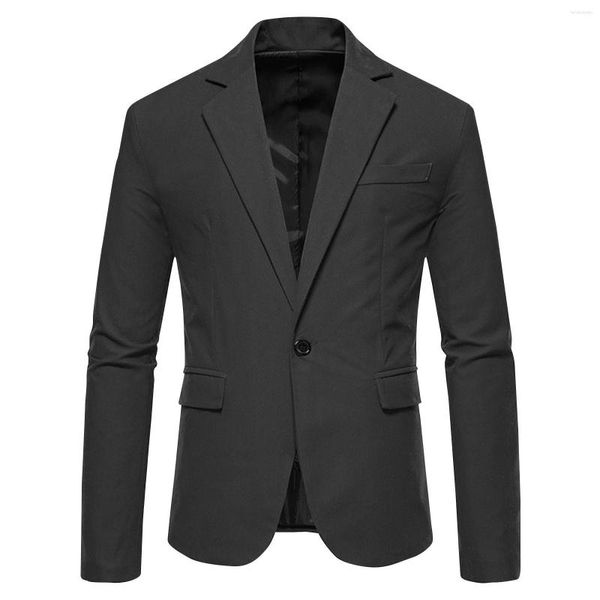 Chaquetas para hombres v cuello de gamuza traje de un solo botón de negocios casual color sólido de alta calidad