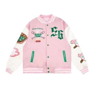 Chaquetas para hombres Vandy The Pink Year Anniversary Varsity Chaqueta de béisbol Ropa PU Abrigos de cuero Invierno Marca japonesa