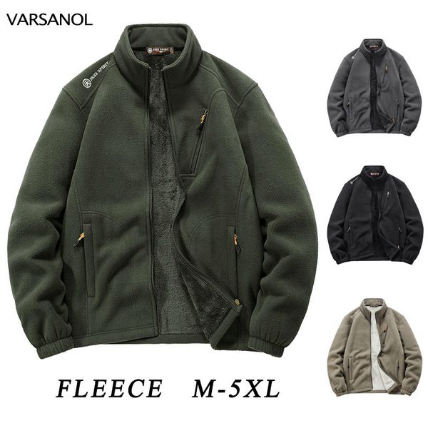 Chaquetas de hombre VARANOL Army Green Men Jacket Military Winter Full Zip Up Tactical Fleece Coats Mens Outwear Windbreaker Warm Clothing 230731