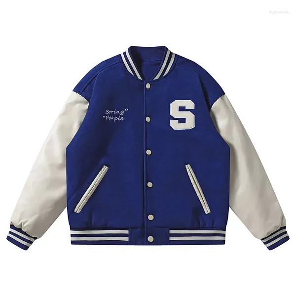 Vestes pour hommes Varsity Baseball Bomber Jacket Hommes Lâche Unisexe College Manteaux Polaire Uniforme Tendance Femmes Streetwear