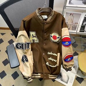 Chaquetas para hombres Varsity Casual American Baseball uniform Hombres Primavera y otoño Bordado Chaqueta de moto de lana Juventud Estilo de Hong Kong ins Moda Hip Hop High