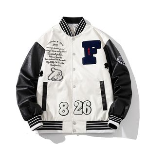 Hommes Vestes Varsity Veste Hommes Femmes Patchwork Streetwear Baseball Hip Hop Lettre Pu Cuir Couple Vêtements Coréen High Street 230803