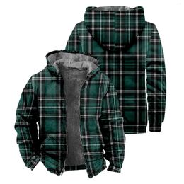 Vestes pour hommes Velvet épais manteau veste pour hommes hiver épaissir chaud chemise à carreaux à capuche mode zippé sweat-shirts à la mode doublé thermique