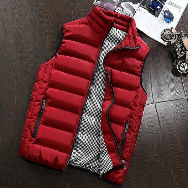 Vestes pour hommes Gilet Porter Veste Automne Hiver Tendance Slim Beau Gilet Chaud Vers Le Bas Coton Soild Couleur Sans Manches Homme