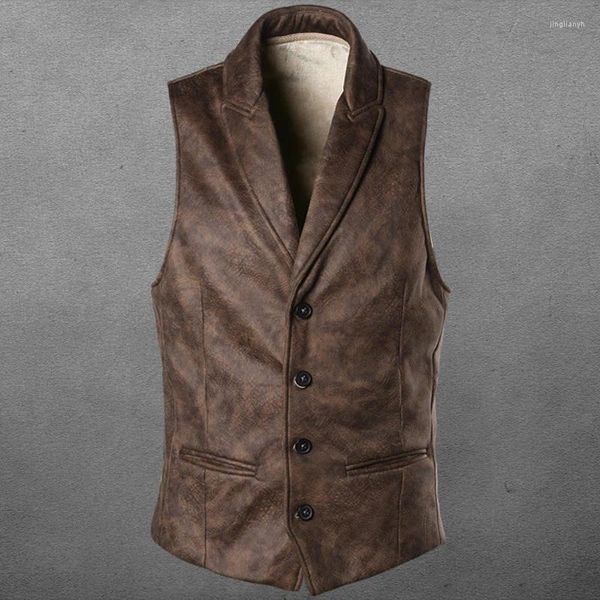 Chaquetas para hombres Vintage otoño gamuza tanque abrigos casual 2024 hombres ropa solapa con cuello en v chaleco outwear invierno masculino abotonado chaqueta sin mangas delgada