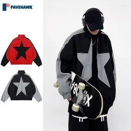 Vestes masculines Bomber vintage hommes femme patchwork étoile motif de vomiaire lâches couches y2k harajuku printemps hip hop uniforme de baseball