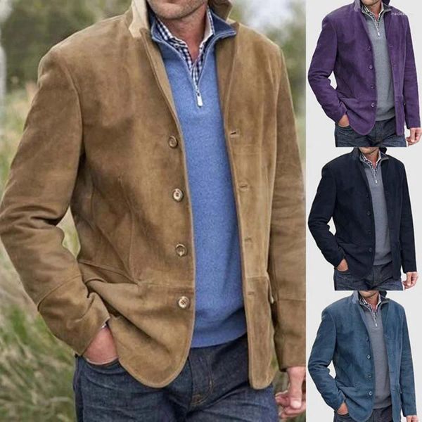 Vestes pour hommes Vintage Down Jacket pour hommes Casual Streetwear Boutons Col rabattu Coton Lin Loisirs Tops Manteau