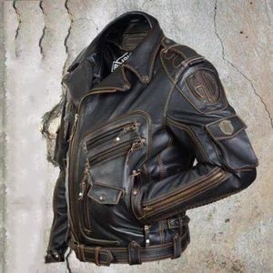 Vestes masculines vintage mâle mort knight même motard à glissière manteau plus taille de taille en cuir Jaqueta Jaqueta 230831