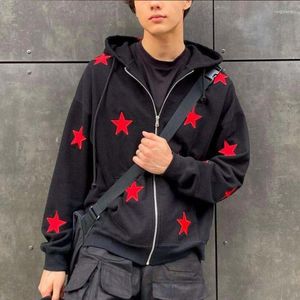 Chaquetas de hombre Vintage moda estrella Raphic Fairy Grungeg chaqueta hombres de manga larga Zip Hoodie mujeres Streetwear Y2K ropa pulóver W337