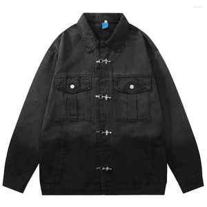 Vestes pour hommes Vintage Gradient Veste en jean pour hommes Harajuku Lâche Hip Hop Casual Manteau en Jean de haute qualité