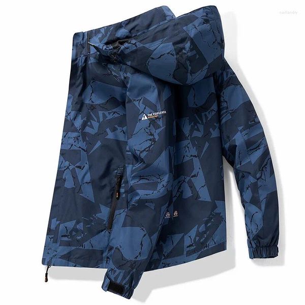 Chaquetas para hombres Vintage con capucha chaqueta de senderismo al aire libre hombres bombardero abrigos impermeable rompevientos 2023 primavera otoño casual carga para hombre