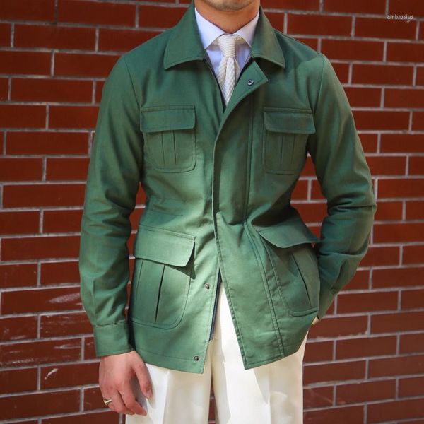 Chaquetas de hombre Vintage italiano caza Otoño Invierno Bomber Club traje chaqueta Jaqueta Masculina hombre gabardina