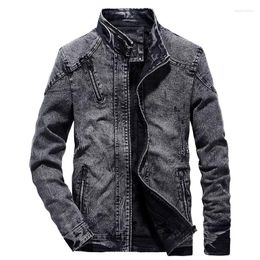 Hommes Vestes Vintage Hommes Denim Veste Solide Casual Jeans Manteau Mode Stand Vêtements Pour Hommes Noir Bleu Bomber