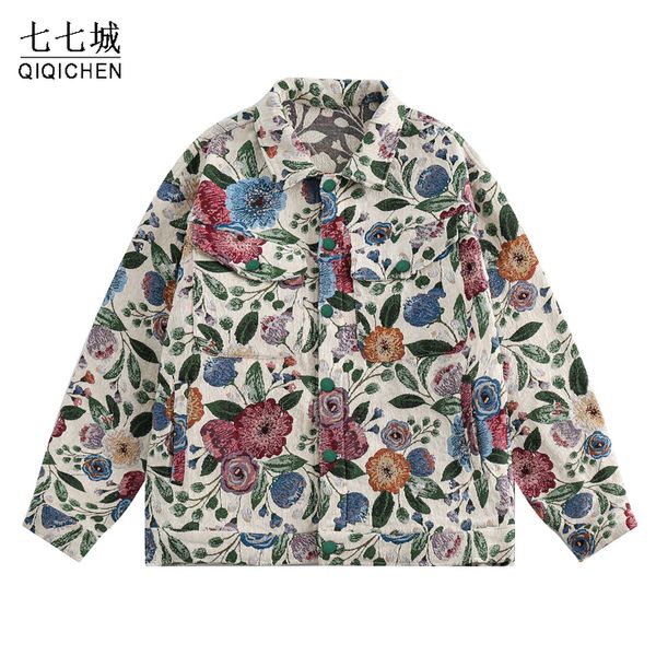 Vestes pour hommes Vintage Oversize Veste Hommes Brodé Full Print Floral Varsity High Street Casual Loose Coat Unisexe Streetwear Automne 230821