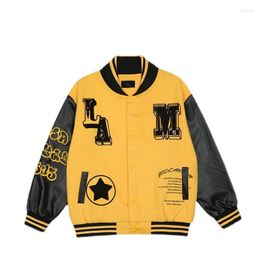 Vestes pour hommes Vintage Patchwork Baseball Hommes Femmes Rue Lettre Flocage Varsity Bomber Veste Hip Hop Surdimensionné Collège Manteaux Couple