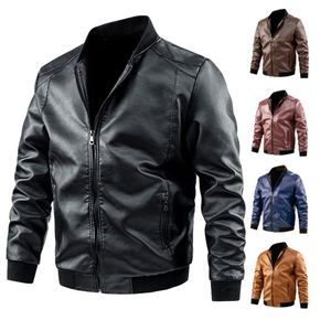 Vestes pour hommes Vintage veste en cuir PU hommes manteau en cuir décontracté moto Biker manteau couleur unie vestes en cuir mâle grande taille 6XL 7XL 8XL 230509