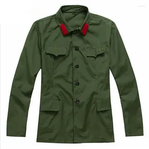 Heren Jackets Vintage Retro Stage militair uniform pak uit 1960 Green Chinese mensen Bevrijding Leger Officier Mao Cadre