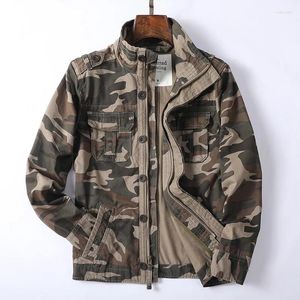 Herenjacks vintage lente en herfstkleding jas camouflage casual windbreaker jas los ritsgreen voor mannen