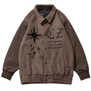 Vestes pour hommes Vintage Varsity Veste Hommes Lâche Revers Pilote Bomber Veste Baseball Manteaux Automne Broderie Retour Femme Manteau Hip Hop Streetwear 220906