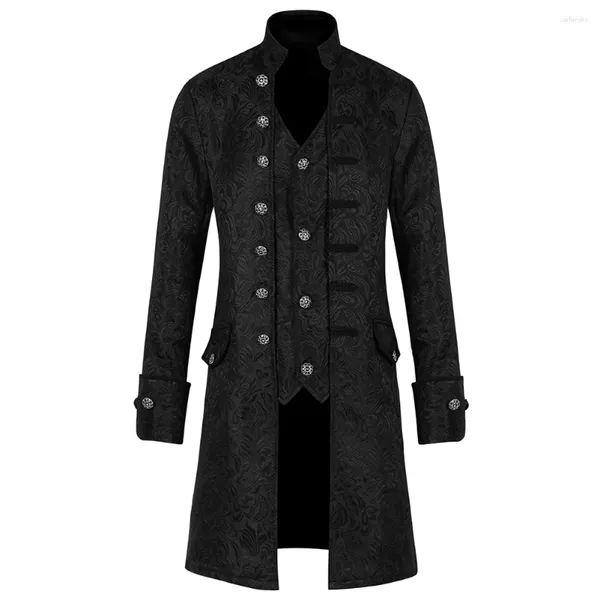 Chaquetas de hombre Vintage victoriano elegante gótico Steampunk chaqueta de manga larga gabardina traje medieval bordado