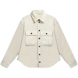 Heren Jassen / Vujade005 Cream Kenijima Zelfde Wol Casual American Jack Shirt Coat