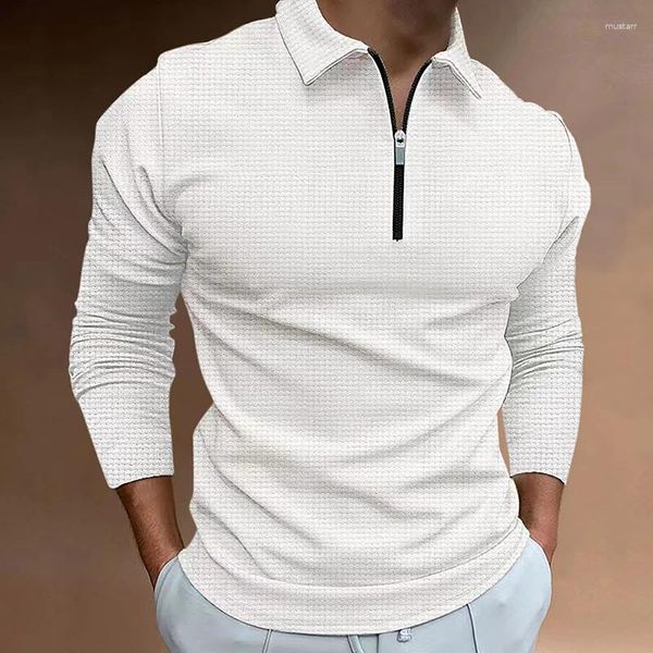 Jackets para hombres con textura de gofres -Estarte de la mitad de la mitad -Diseño de cuello de solapa versátil Moderno informal o elegante para primavera y otoño