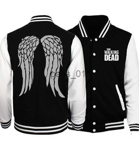 Herenjassen Walking Corpse Jacket Herenjas met vleugelpatroon Lente/Zomer 2022 Nieuw Zwart en Wit Honkbaluniform Hiphop Straatkleding Heren x1016