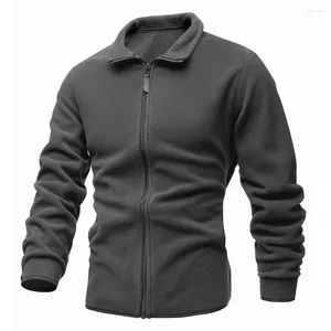 Herenjassen Warm fleece suède jack voor heren Effen kleur Slim Fit jas Tops met opstaande kraag Grijs Groen Zwart Donkerblauw