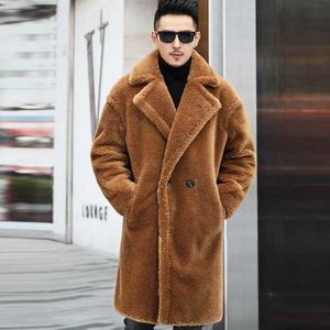 Hommes S Vestes Chaud Hiver Manteau En Cuir Mouton Shearling Longue Alpaga Coupe-Vent Veste Vent 221231