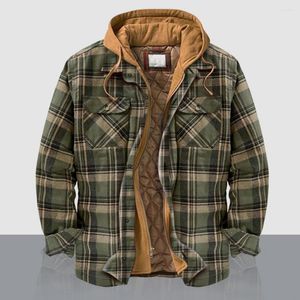 Vestes pour hommes lavable élégant à carreaux matelassé chemise veste automne hiver hommes manteau à manches longues pour un usage quotidien