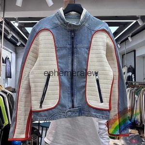 Vestes pour hommes lavé moto rétro denim veste de travail jeans hommes femmes meilleure qualité tissu lourd coatephemeralew