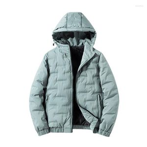 Vestes pour hommes blanc duvet de canard hommes veste 2023 hiver léger coupe-vent chaud mode coréenne vêtements à la mode fermeture éclair à capuche d'âge moyen