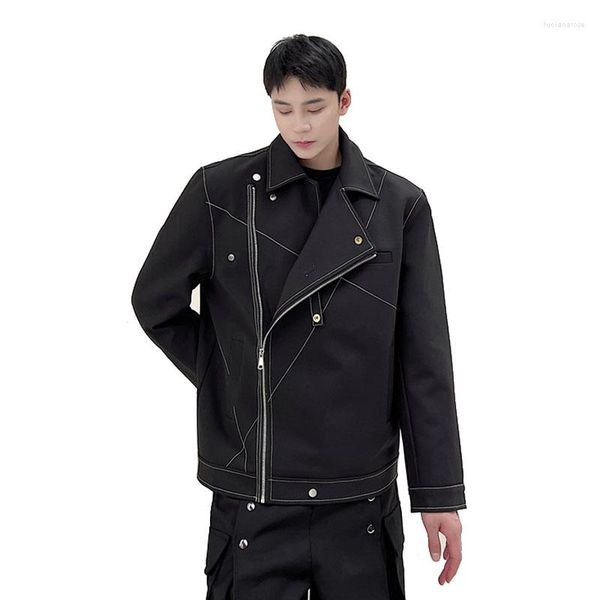 Chaquetas para hombres diseño de línea blanca chaqueta funcional hombres japón korea streetwear moda casual punk motocicleta punk masculina