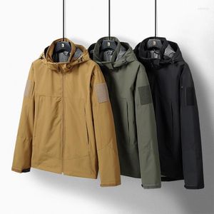 Vestes pour hommes coupe-vent imperméable à l'eau mode veste extérieure coupe-vent à capuche manteau à glissière vêtements d'extérieur décontractés multi-poches randonnée montagne Tops4XL